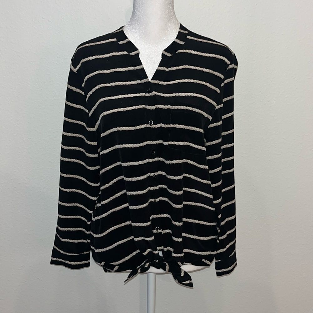 Joie Edaline tie front rope print silk blouse